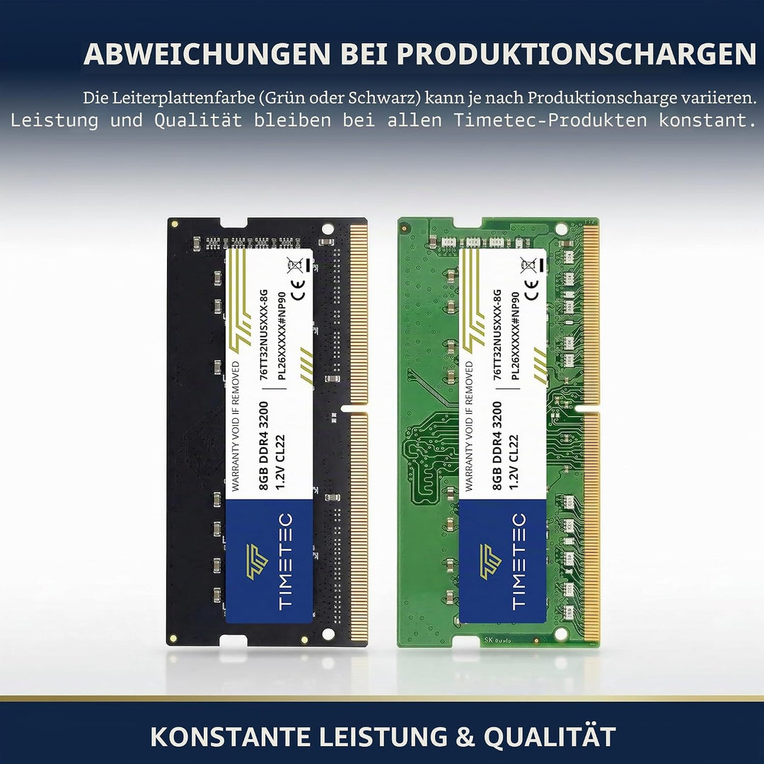 Timetec Premium 8 GB DDR4 3200 MHz (PC4-3200AA) PC4-25600 SODIMM – Non-ECC Unbuffered, 260-Pin, 1,2