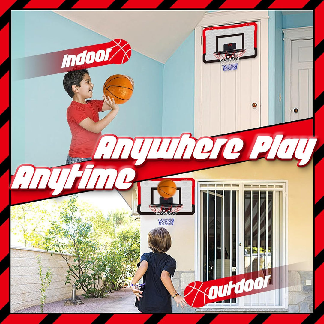 TEUVO Basketballkorb für Kinder und Erwachsene, Strong Indoor Mini Basketballkorb für Tür mit Pumpe,