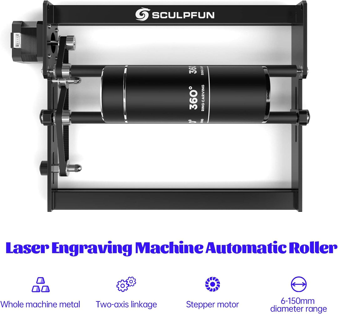 SCULPFUN Laser-Rotationswalze Rotary Roller Laser gravurmaschine Y-Achsen-Rotationswalze, 360°-Drehu