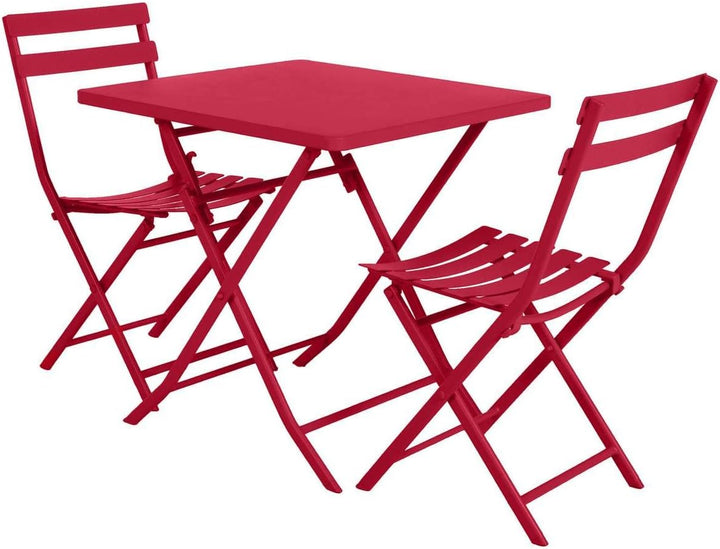 Hespéride Quadratischer klappbarer gartentisch Greensboro Granatapfel 2-sitzer aus epoxybehandeltem