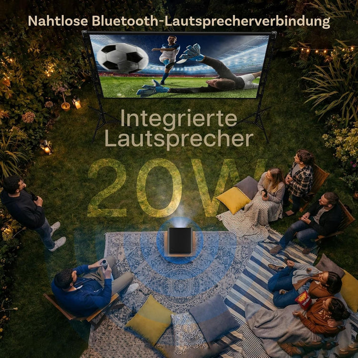 Beamer mit WiFi & Bluetooth Outdoor, 100 Zoll Projektionsleinwand & Stativ von MMOBIEL – Native 1080