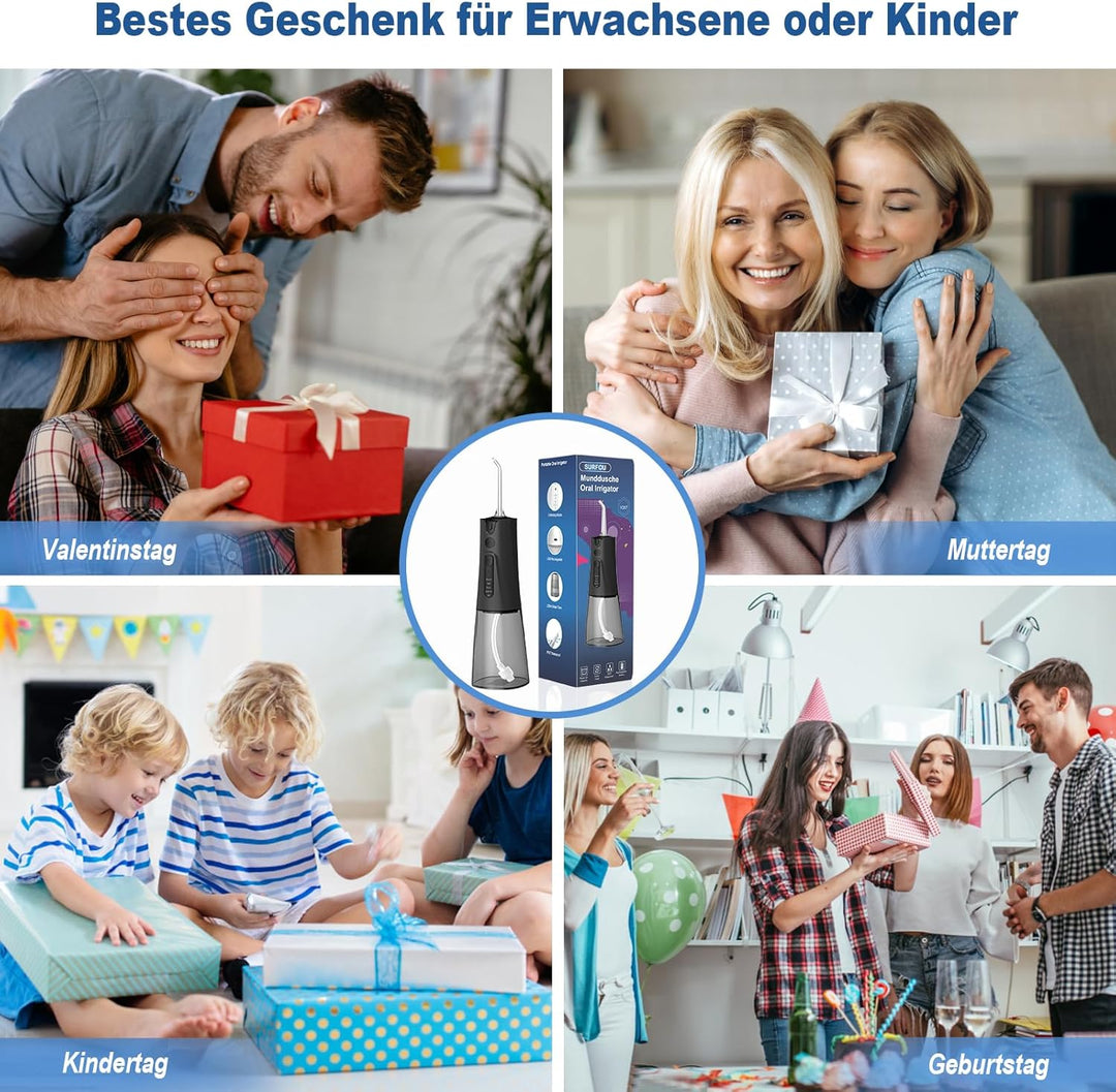 SURFOU Munddusche Kabellos Elektrische Zahndusche Wasser Zahnreiniger, Oral Irrigator Water Flosser