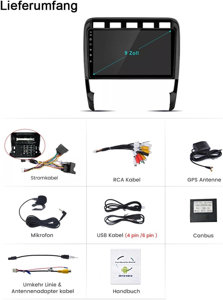 Auto Radio Autospieler GPS Navi Navigation Carplay/Android Autoradio 9 Zoll HD-Touchscreen USB Bluet