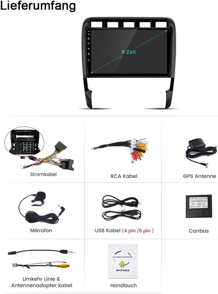 Auto Radio Autospieler GPS Navi Navigation Carplay/Android Autoradio 9 Zoll HD-Touchscreen USB Bluet