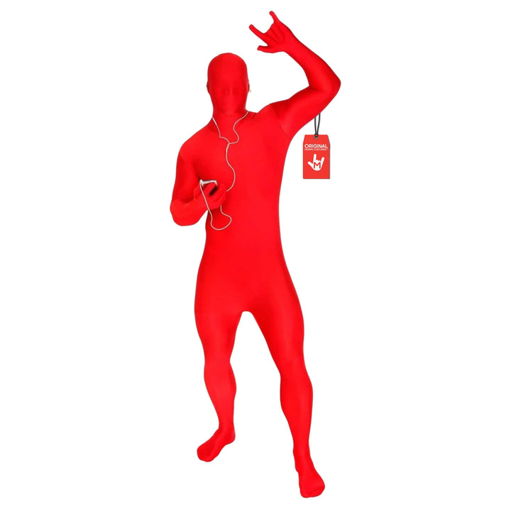 MSUIT Roter Morphsuit für Erwachsene, Ganzkörperanzug Herren Damen, Faschingskostüm - L (163cm-175cm