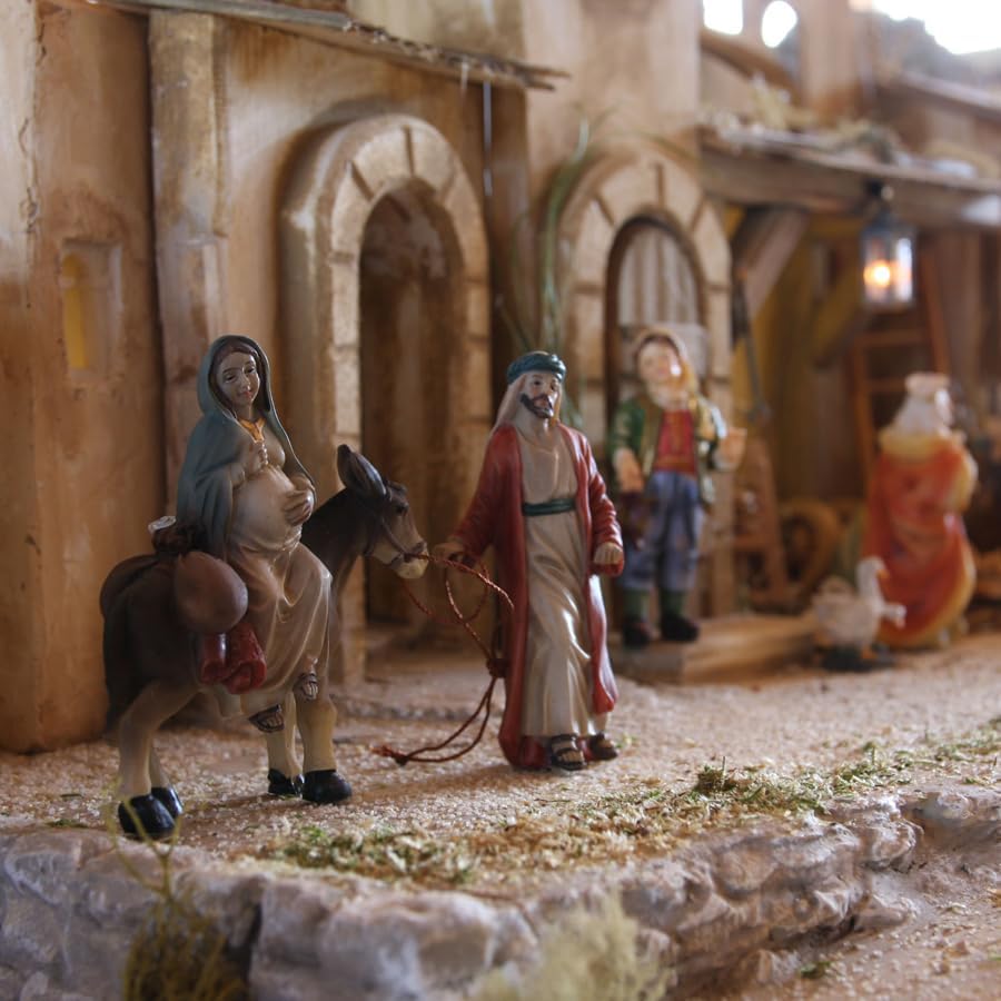 FADEDA 2X Herbergssuche/Höhe:9 cm/handbemalt/detailgetreue Krippen Figuren - Weihnachten Tisch Dekor