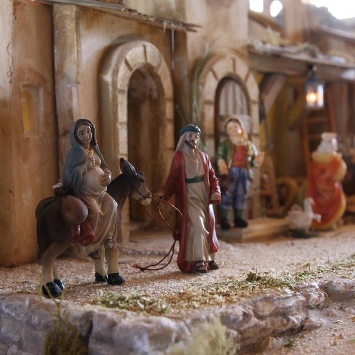 FADEDA 2X Herbergssuche/Höhe:9 cm/handbemalt/detailgetreue Krippen Figuren - Weihnachten Tisch Dekor