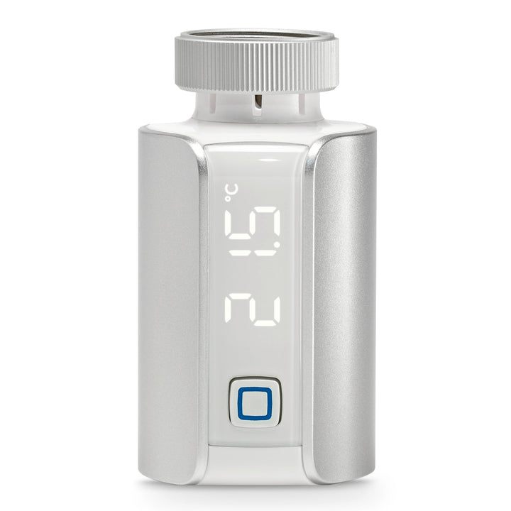 Homematic IP Smart Home Heizkörperthermostat – Evo, Silber, digitaler Thermostat Heizung, Steuerung
