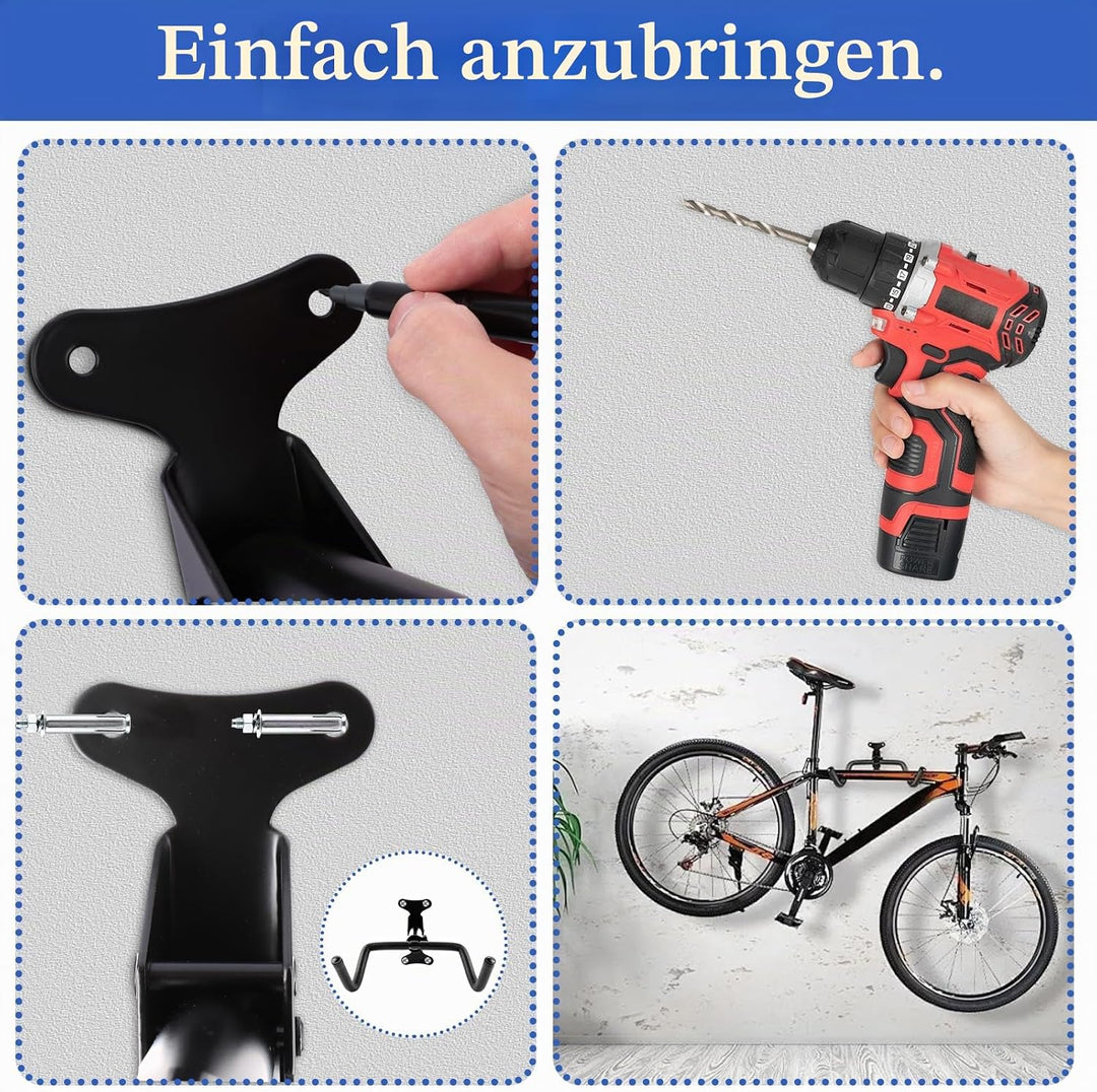 VIDETOL 2 Stück Fahrrad Wandhalterung Fahrradhalterung Wand Rechts Oder Links Drehbar Fahrrad Aufhän