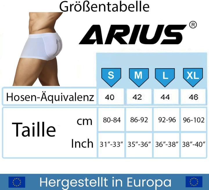 ARIUS Boxershorts mit Rückenpolsterung zur Erhöhung der Lautstärke und der Grösse des Gesässes und d