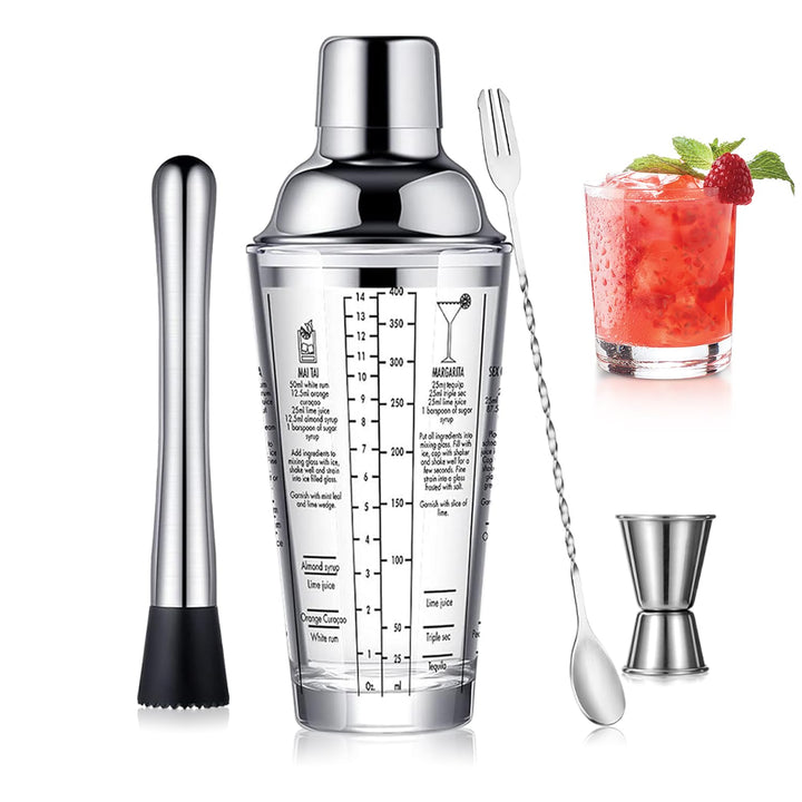Glas Cocktail Shaker Edelstahl auslaufsicherer Deckel Boston Shaker Martini Shaker Anfänger Barkeepe
