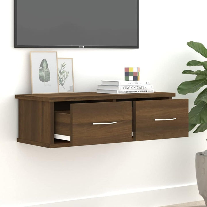 Tidyard Wandschrank Hängeschrank Wandregal mit Schublade Wandschublade Holzwerkstoff Braun Eichen-Op
