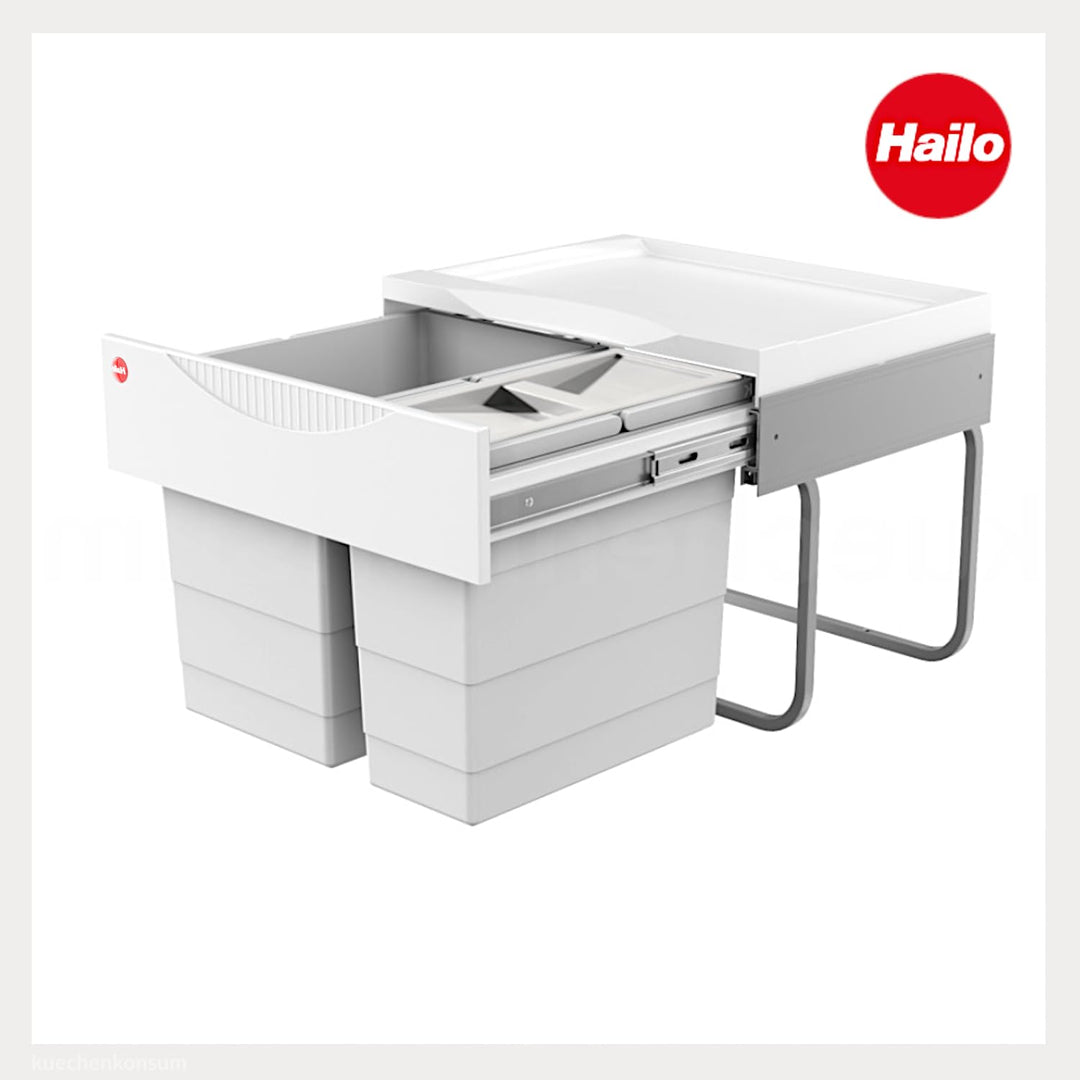 Hailo Abfallsammler 3644702 | Raumspar-Tandem-S | 30L Einbau-Mülleimer | 2-fach Trennung 18 + 12 Lit