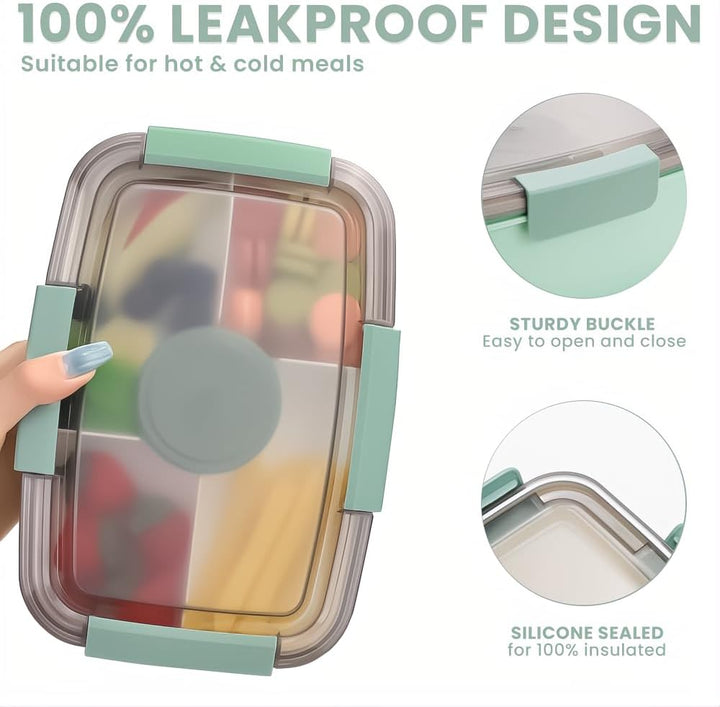 Bugucat Lunchbox Erwachsene 2000ML 2 Set,Auslaufsichere Brotdose Bento Box mit Fächern für Kinder,Sa