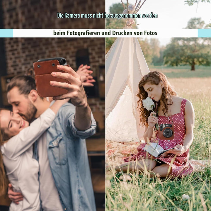Kameratasche für Fujifilm Mini 12, PU-Leder Schutzhülle Kompatibel mit Instax Mini Instant und Digit