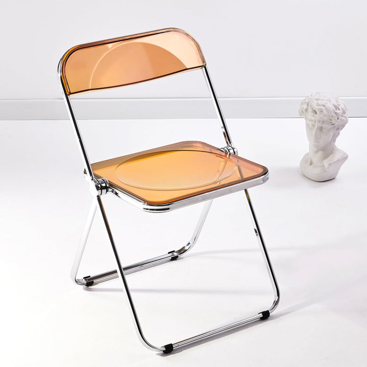 KAIHAOWIN Klappstuhl，Transparent Stuhl，Klappsessel für Esszimmer,Wohnzimmer，48 x 48 x 76 cm，Gelbbrau