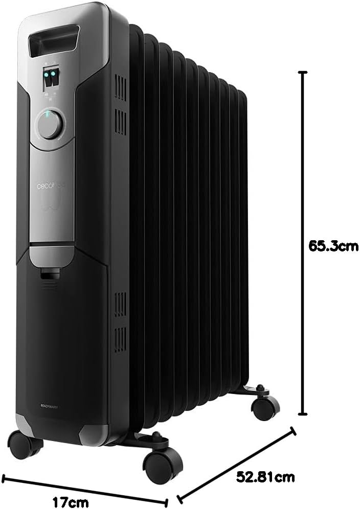 Cecotec Öl- Radiator ReadyWarm 11000 Space Black. 2500 W, 11 Modulen, 3 Leistungsstufen, Kabelaufbew
