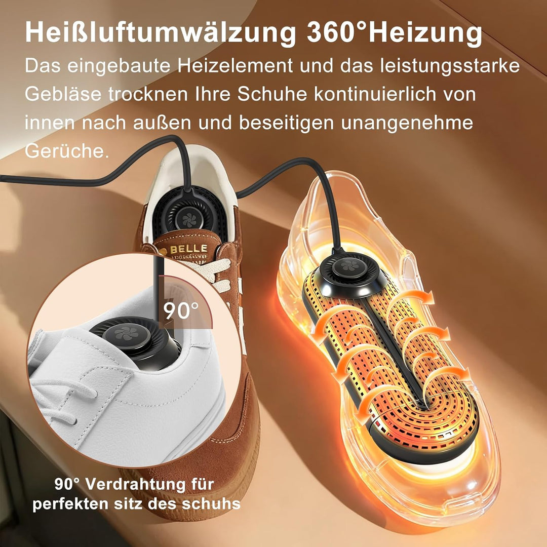 Schuhtrockner Elektrisch, Stiefeltrockner Schuh Stiefelwärmer mit Timer, Einziehbare Länge, Eingebau