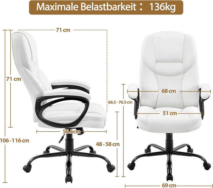 Yaheetech Bürostuhl ergonomisch Chefsessel Schreibtischstuhl Drehstuhl Polsterung Höhenverstellbarer