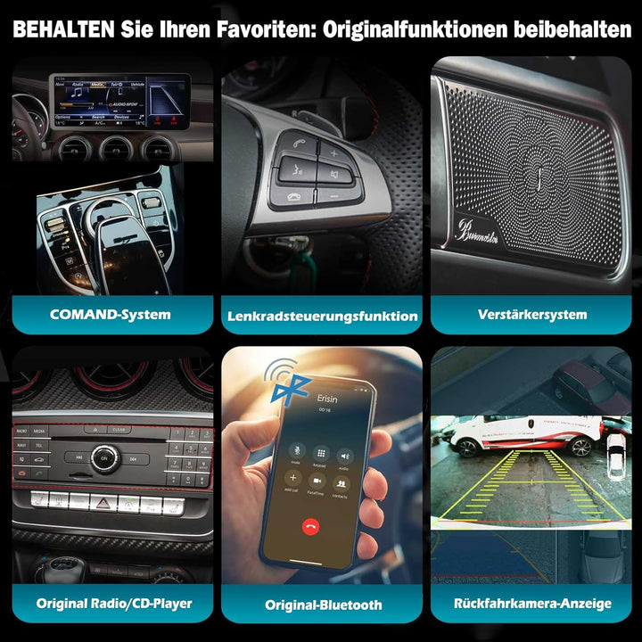 Erisin Qualcomm 12,3 Zoll 8-Kern 8GB+128GB Android 16 Autoradio Bluetooth GPS Navi für Mercedes C Kl
