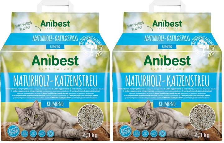 Anibest Katzenstreu, klumpendes Einstreu-Granulat für Katzen, 100% natürliche & geruchsbindende Stre