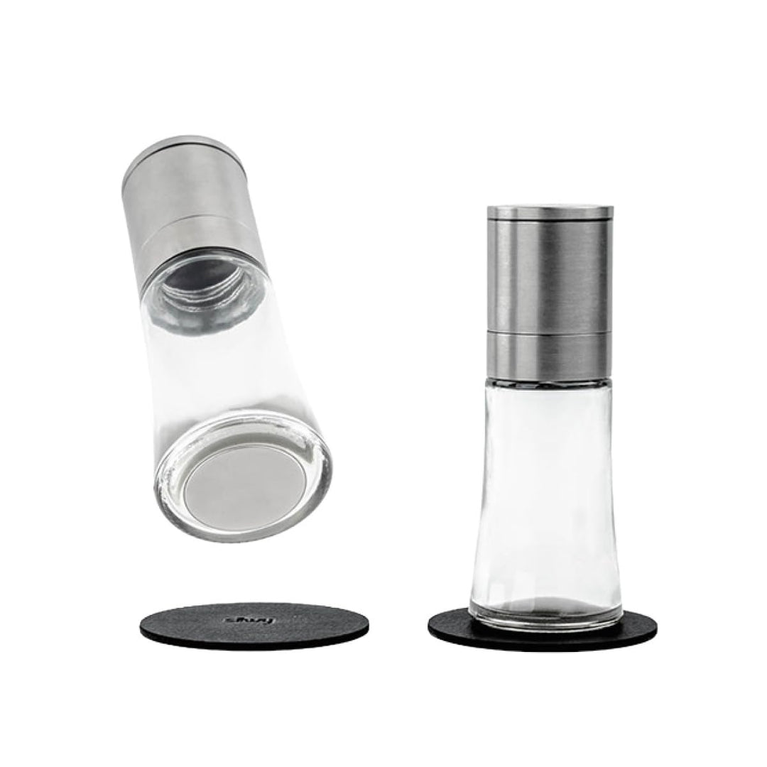silwy® Gewürzmühlen mit Magneten 2er Set mit verstellbarem Keramikmahlwerk inkl. 2 Metall-Nano-Gel-P