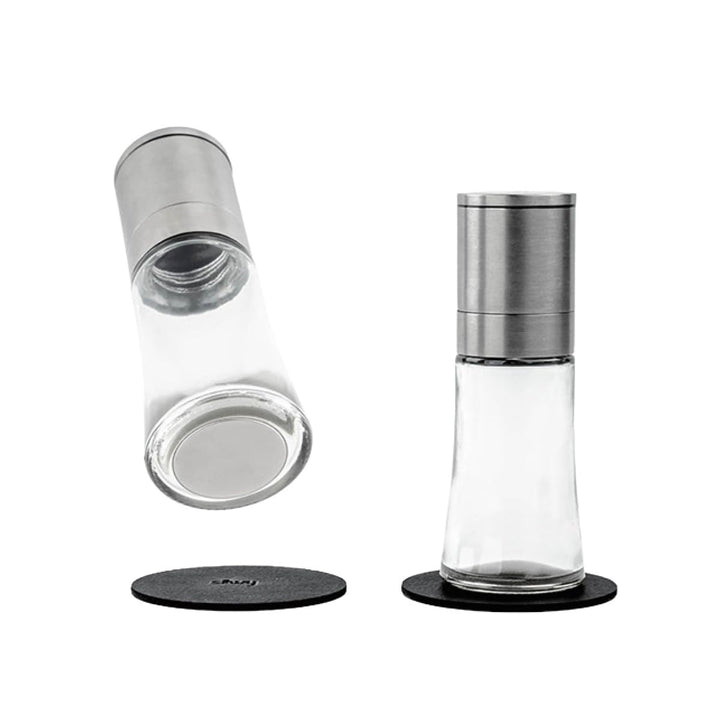 silwy® Gewürzmühlen mit Magneten 2er Set mit verstellbarem Keramikmahlwerk inkl. 2 Metall-Nano-Gel-P