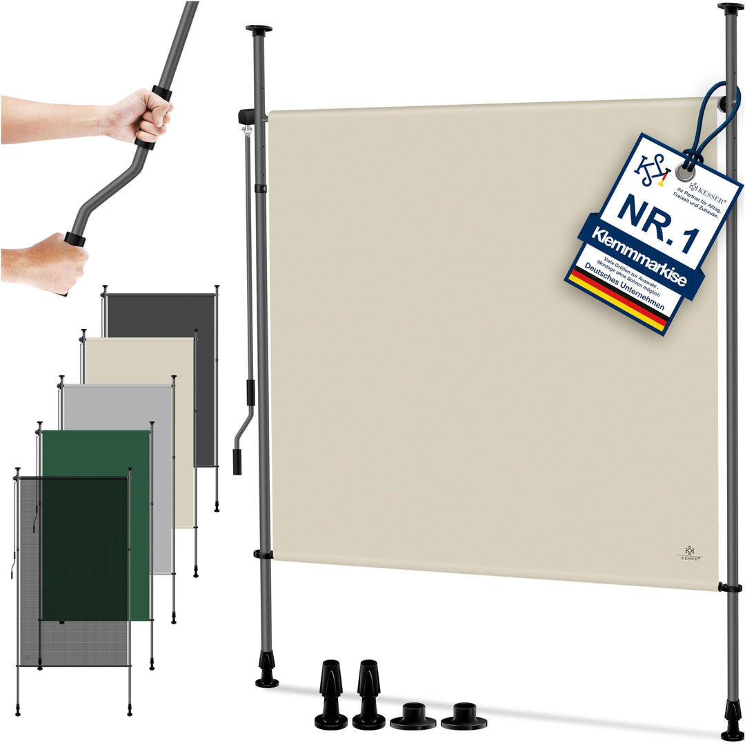 KESSER® Klemmmarkise Senkrechtmarkise aussen 200x310cm Ausziehbar & Blickdicht | Vertikalmarkise mit