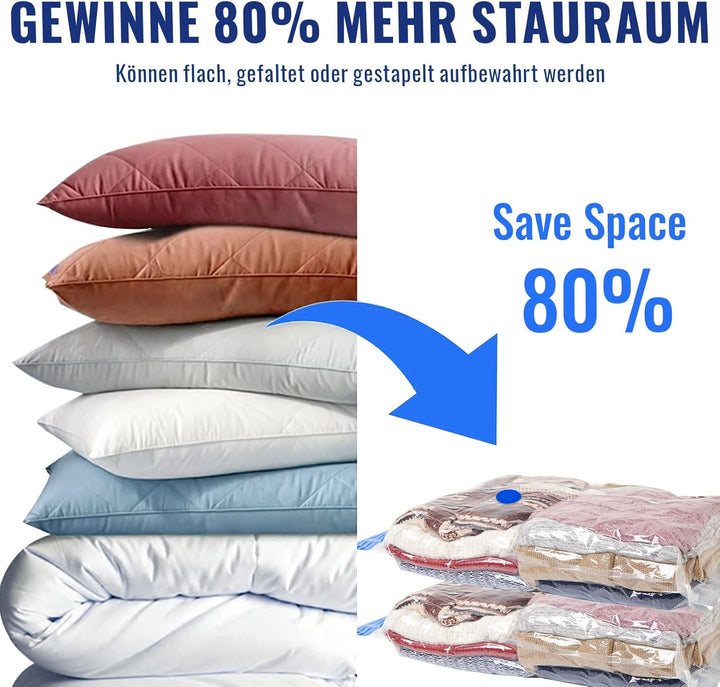 Chuner 10er Set Vakuumbeutel für Bettdecken - 80 x 60 cm, mit Luftdichtem Ventil und Handpumpe - BPA