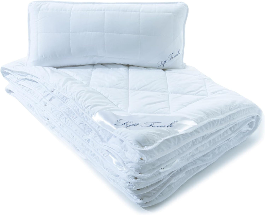 aqua-textil Soft Touch 1x Kopfkissen 40 x 80 cm Set inkl Bettdecke 4 Jahreszeiten 135 x 200 cm Winte