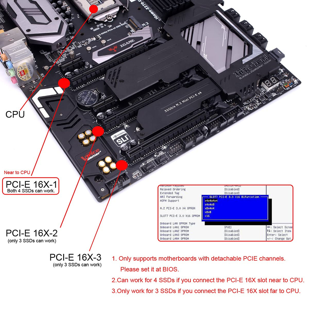 Chenyang CY M.2 NVME Gen 3.0 Adapter NVME M.2 AHCI X4 zu PCI-E Express 3.0 Gen3 X16 RAID-Karte mit L