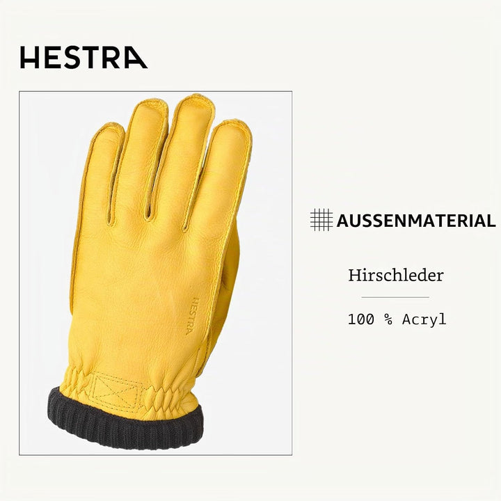 Hestra Deerskin Primaloft Rib Handschuhe Lederhandschuhe Fingerhandschuhe Herren - mit Futter Winter