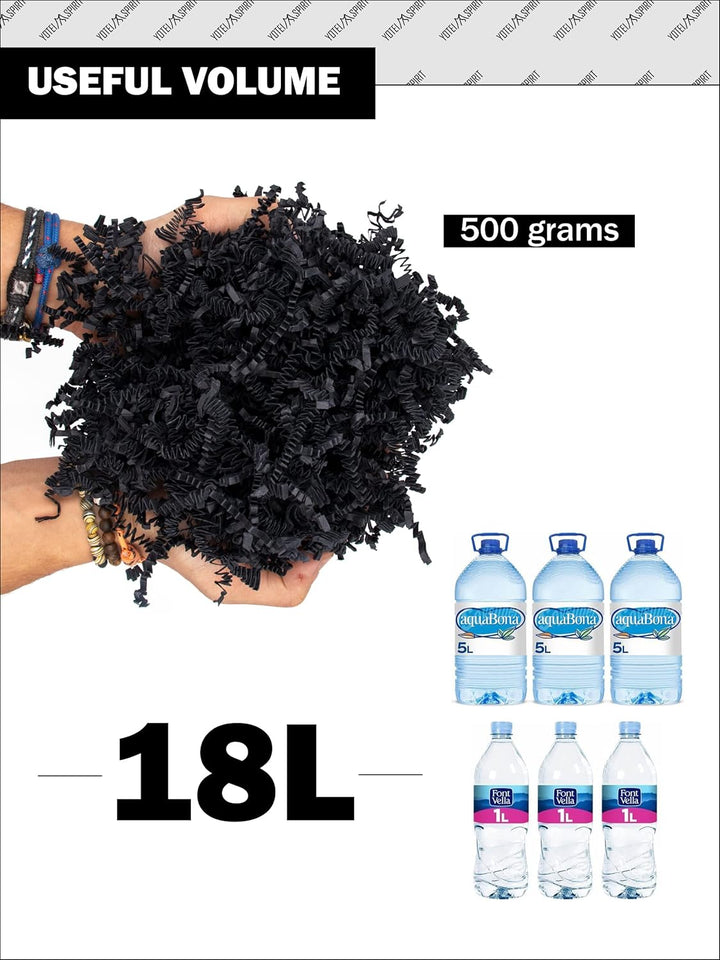 YOTEI SPIRIT® 500g Geschreddertes Schwarzes Papier für Geschenkbox – Füllmaterial für Pakete, Körbe,