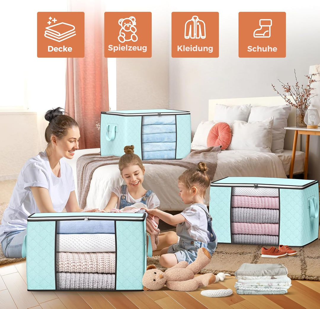 Budding Joy 6 Stück 90L Aufbewahrungstasche, Aufbewahrungsbox mit Deckel Grosse, Kleider Aufbewahrun