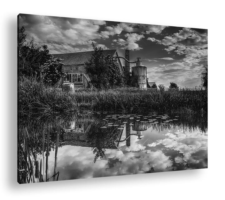 deyoli traumhafter Bauernhof Format: 60x40 cm Effekt: Schwarz&amp;Weiss als Leinwandbild, Motiv fertig g