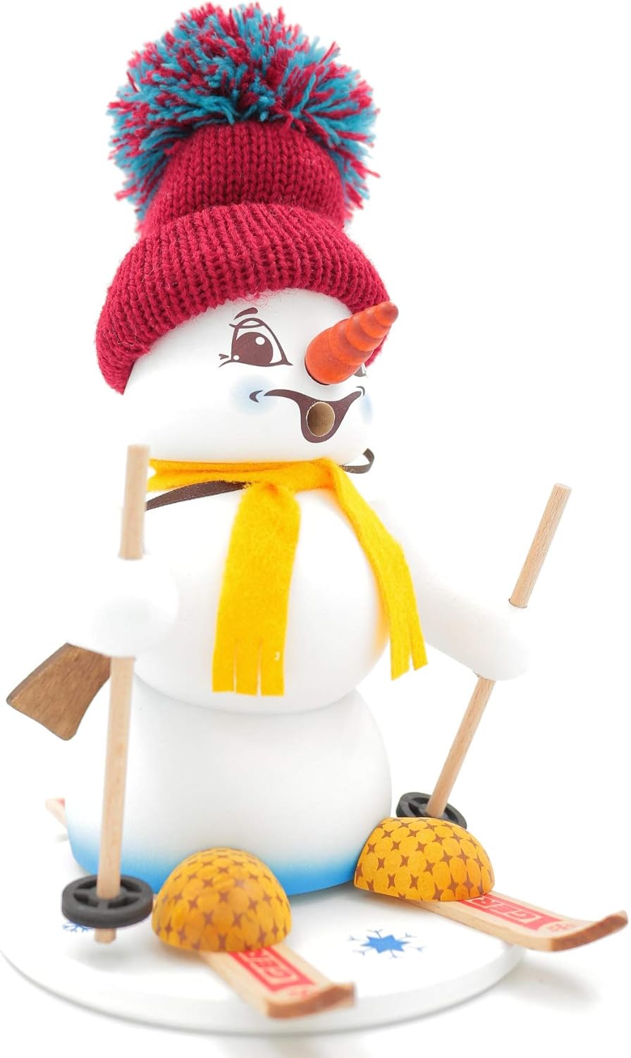 Kuhnert - Erzgebirgische Holzkunst Räuchermann Räucherfigur Schneemann 19cm - Biathlon, Biathlon