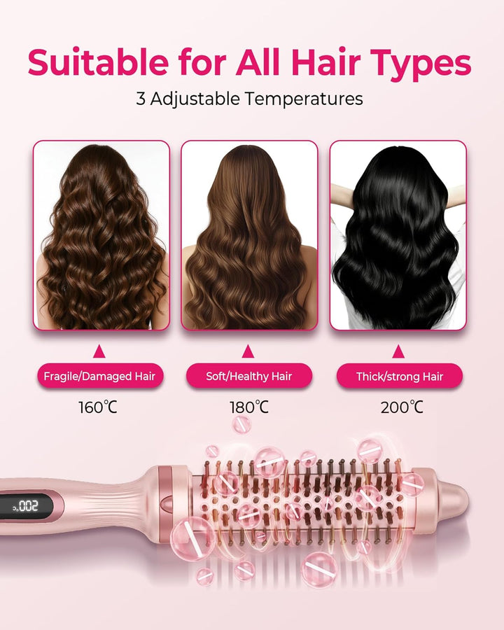UKLISS Thermobürste 32mm, Thermal Brush LCD-Anzeige [160-200℃], Pro Ionische Thermo Rundbürste, Hot