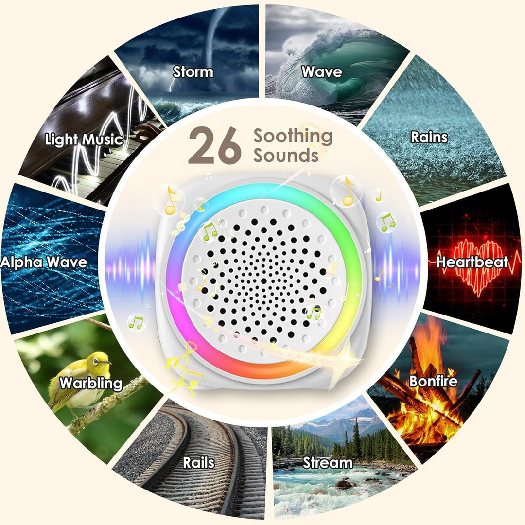 Weisse Rauschmaschine mit Nachtlicht, 16 nahtlose Sounds, White Noise Machine für Babys & Erwachsene