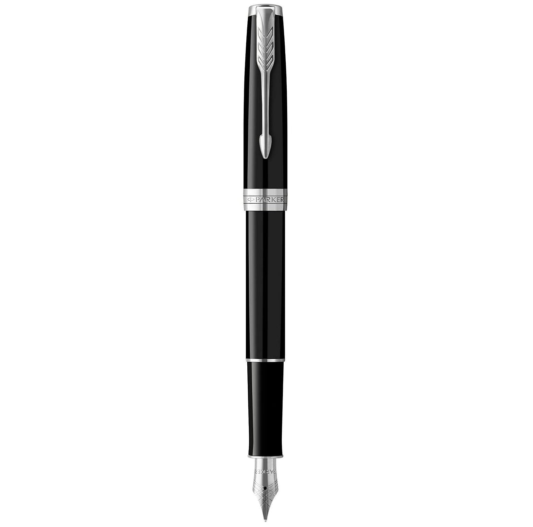 Parker Sonnet Füller | Schwarze Lackierung mit Palladiumzierteilen | Füllfederhalter mit mittlerer F