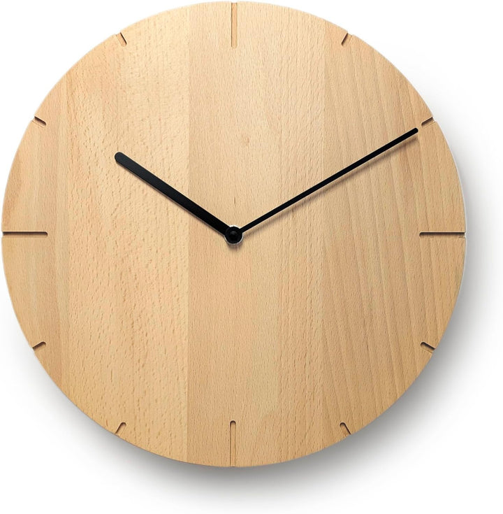 Natuhr Wanduhr Buche geölt Holz Solide Massivholz, geräuscharmes U.T.S. Uhrwerk, puristisch, modern,