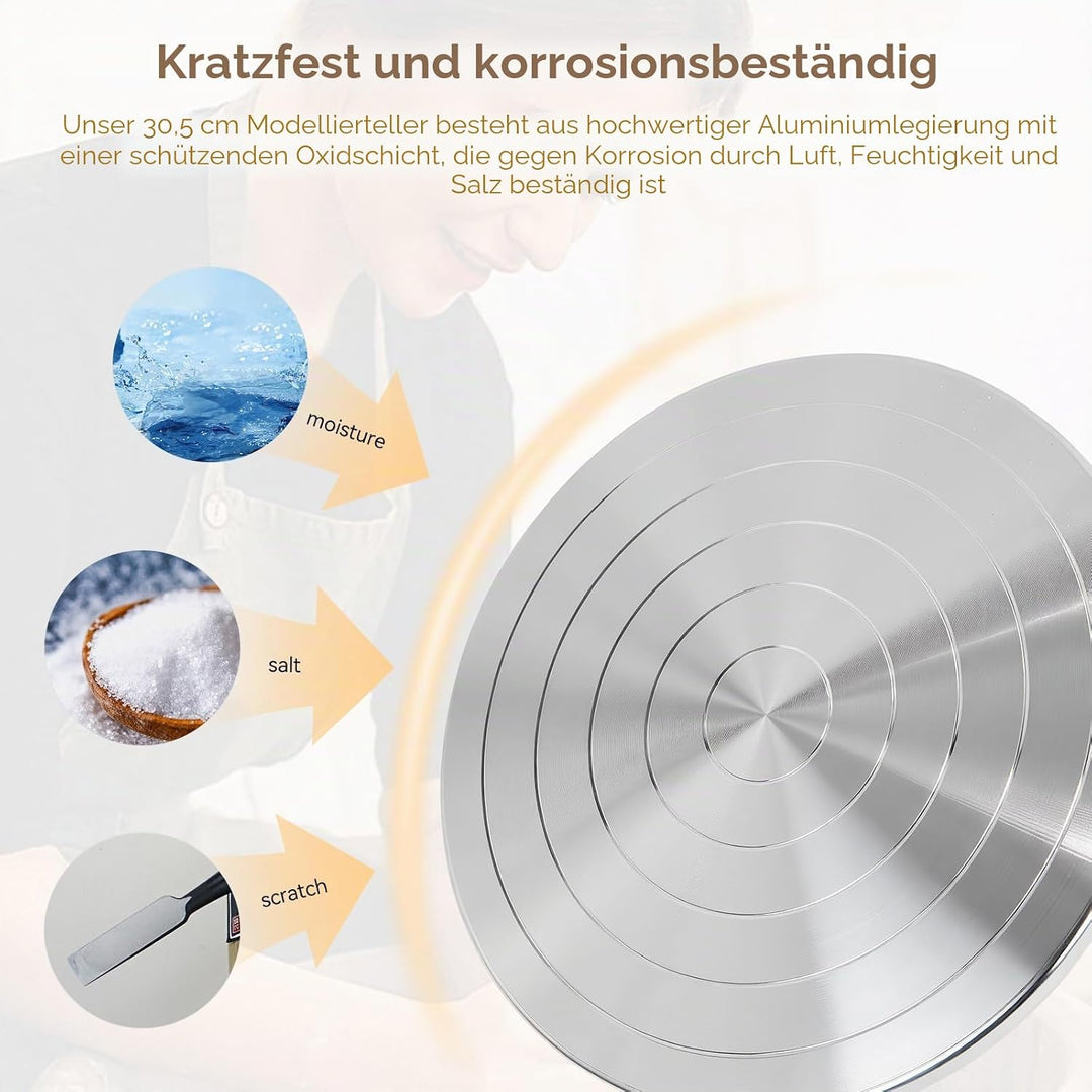 30 cm Doppelseitiges Keramik-Modellierrad für Erwachsene, robustes Aluminium-Bandrad mit Kugellagern
