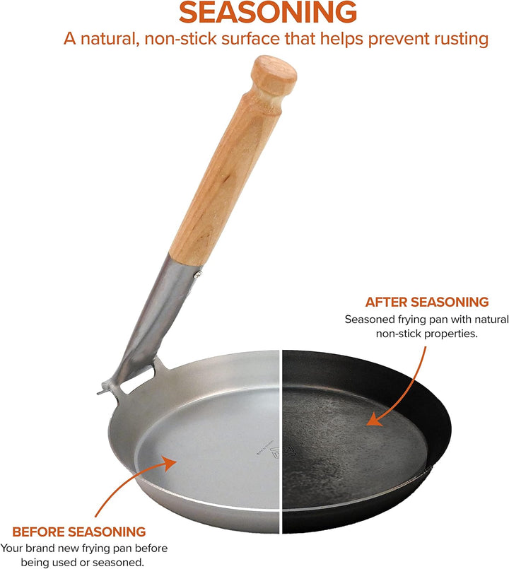 Stabilotherm Jägerpfanne mit Holz Klappgriff | zum Outdoor kochen & braten über offenem Feuer oder G