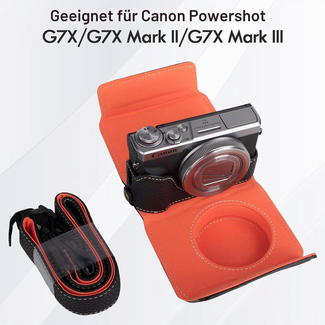 Rieibi G7 X G7X II G7X III Hülle, Vintage Leder Kameratasche für Canon PowerShot G7X G7X Mark II G7X