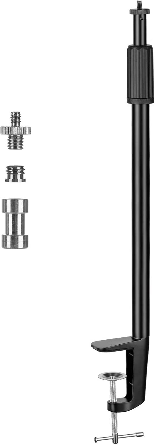 TARION Tisch Lichtstativ Klemmstativ 35-62cm einstellbar Licht Einbeinstativ mit 1/4 Schraube und 1/