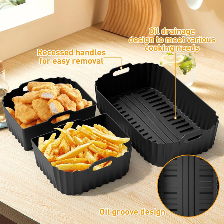 Heissluftfritteuse Zubehör für Philips Airfryer Dual Flexbasket 1000 Series 7,1L, 3Pcs Airfryer Sili