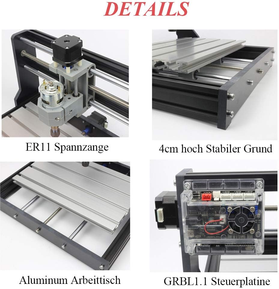 RATTMMOTOR CNC 3018 Pro Engraving Machine,3 Achsen GRBL Streurung, 4G-USB-Flash-Laufwerk, Arbeitbere