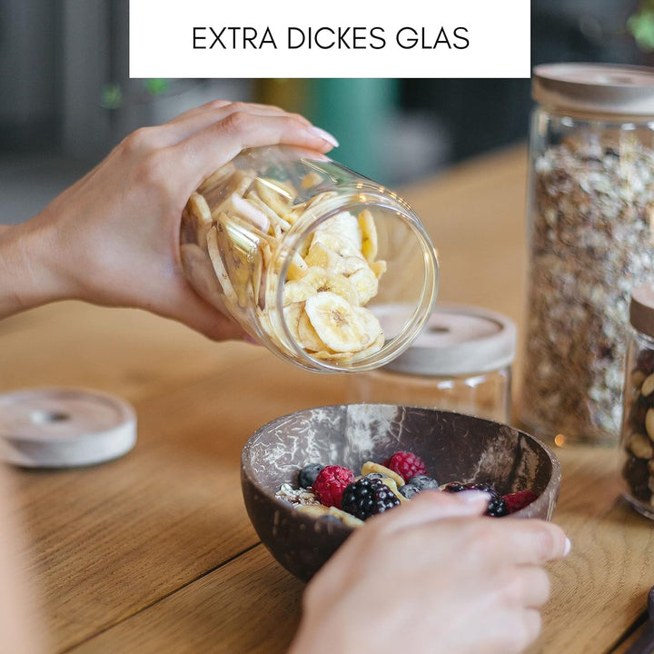 Econovo® Vorratsdosen mit Deckel aus Glas 700ml (3-teilig), stapelbar und luftdicht, Vorratsbehälter