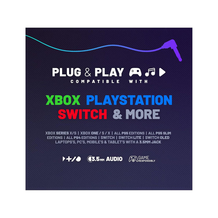 STEALTH C6-100 Rot &amp; Blau Over Ear Gaming Headset PS4/PS5, Xbox, Switch, PC mit flexiblem Mikrofon,