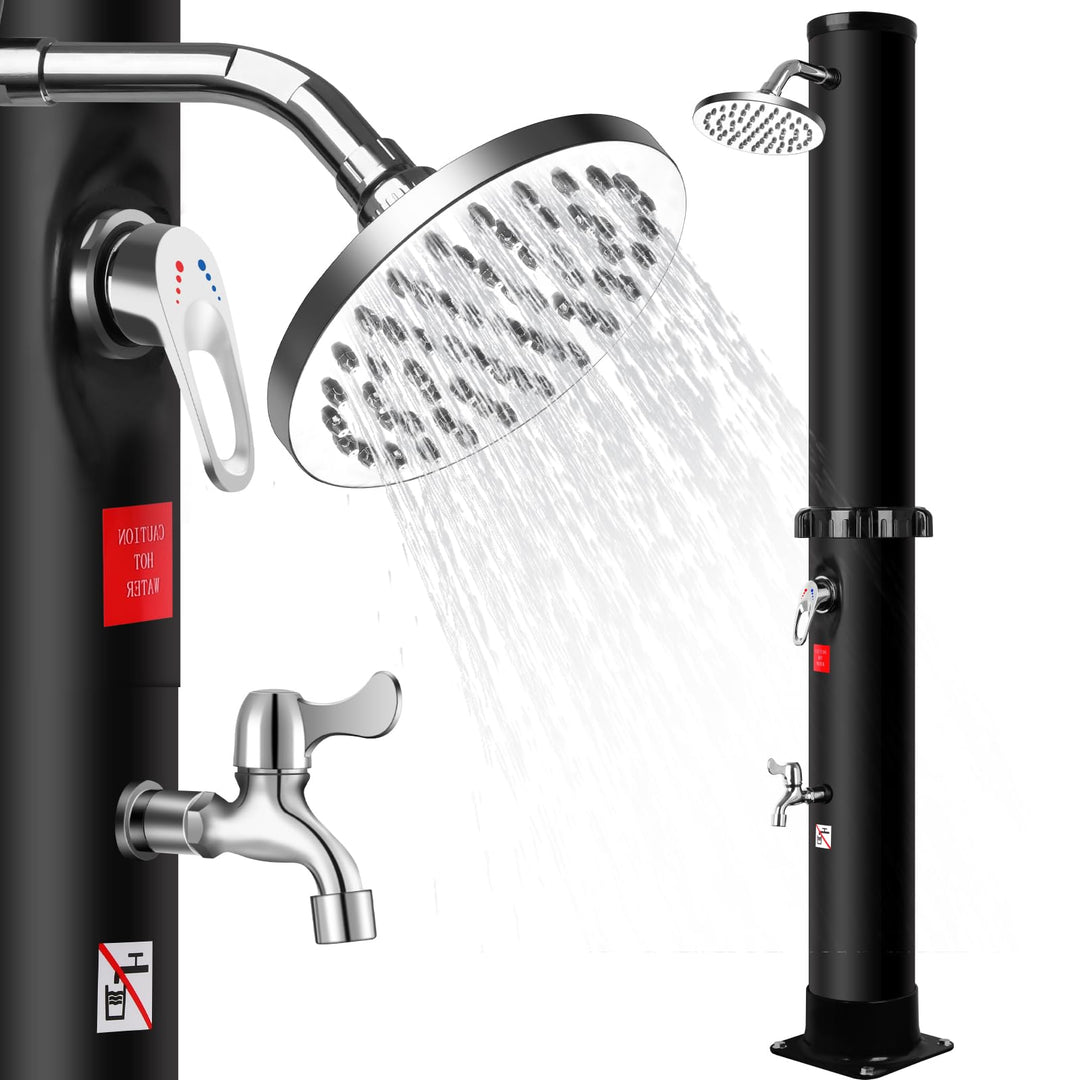 Gartendusche 40 Liter Solardusche Aussendusche mit Drehbarer Regenduschkopf und Wasserhahn, Pooldusc