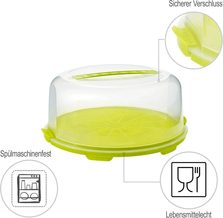 Rotho Fresh hoher Tortendeckel mit Haube und Tragegriff, Kunststoff (PP) BPA-frei, grün/transparent,